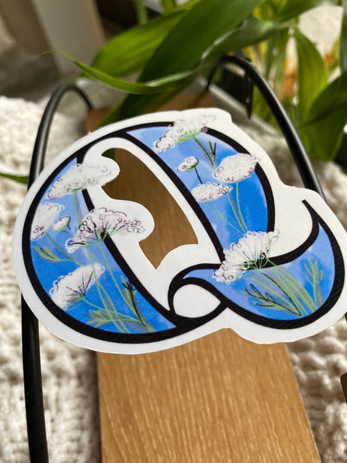 3” Q is for Queen Anne’s lace sticker