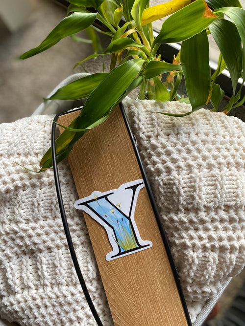 3” y is for yellow eyed grass sticker