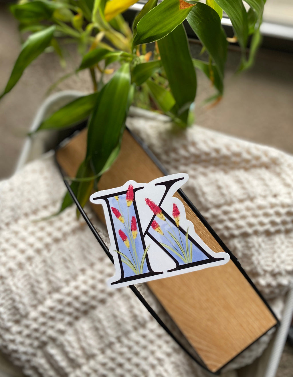 K is for kniphofia Sticker
