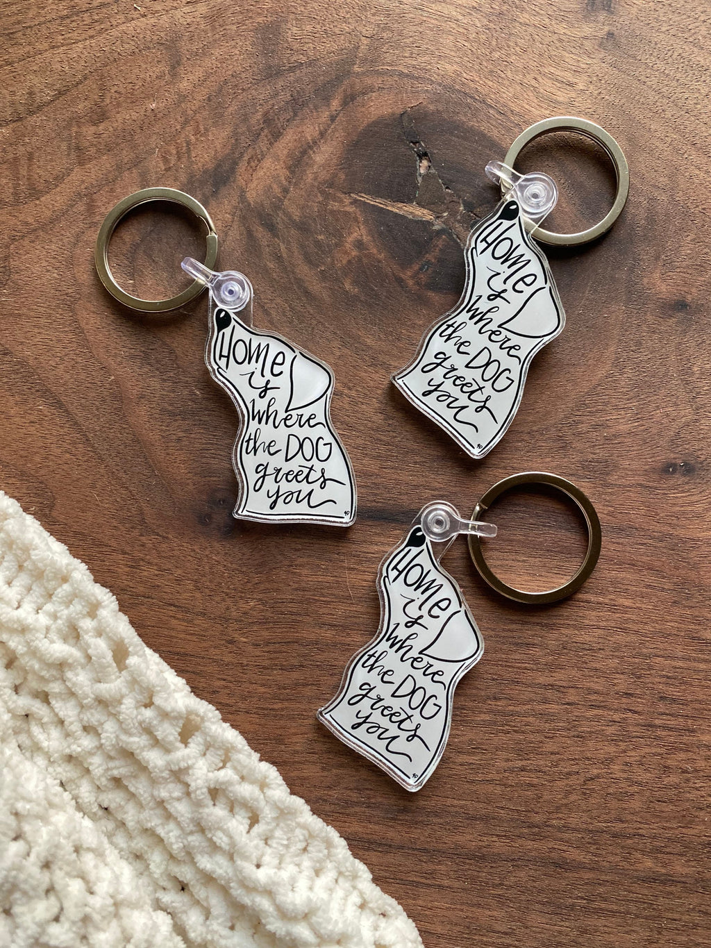 home is where the dog greets you acrylic keychain