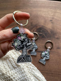 2" flower crown wearing skeleton acrylic keychain