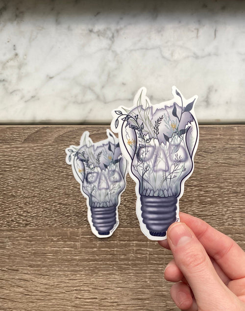 botanical lightbulb terrarium sticker