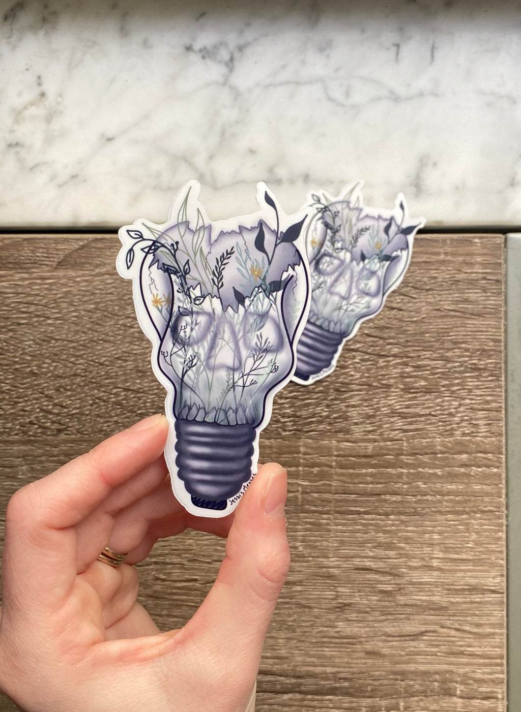 botanical lightbulb terrarium sticker