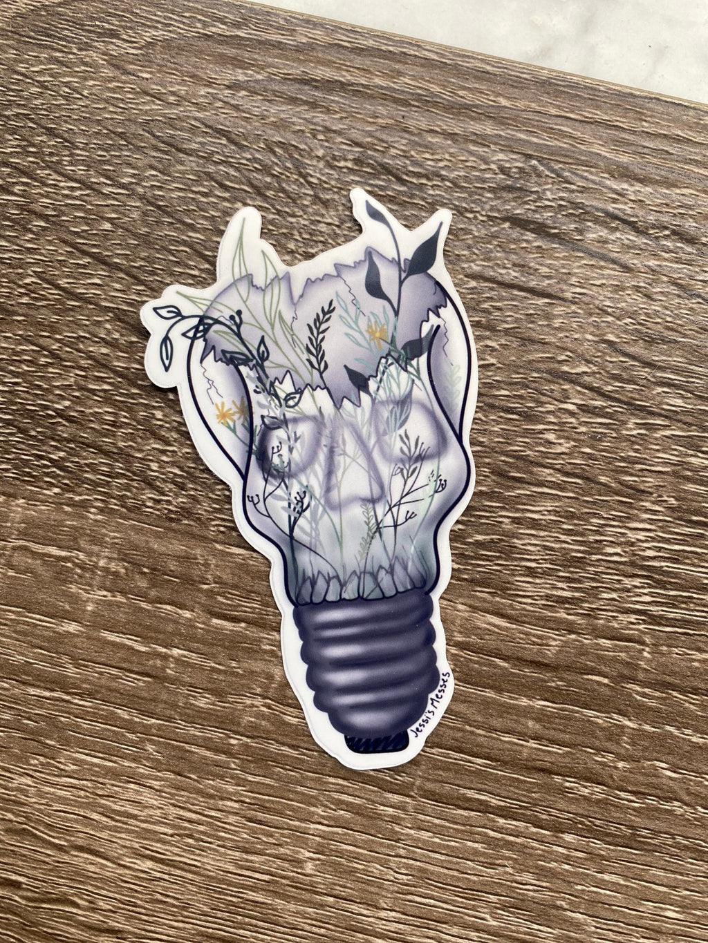 botanical lightbulb terrarium sticker