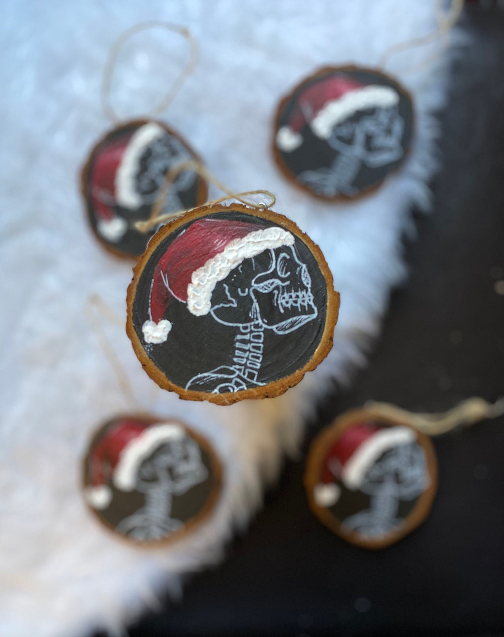 santa hat skeleton ornament
