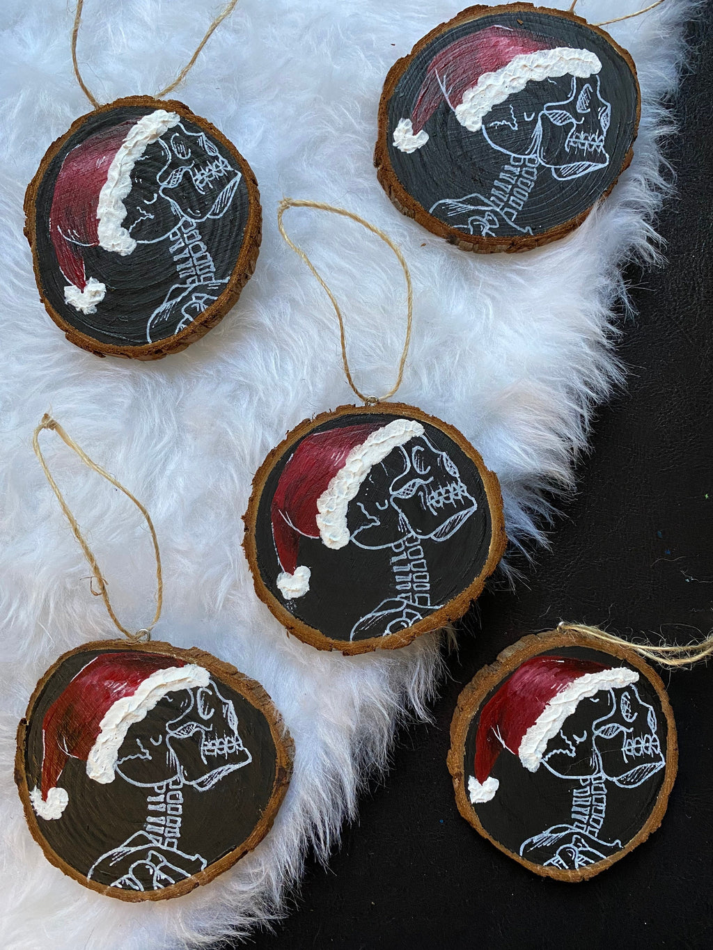 santa hat skeleton ornament