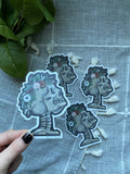 Flower crown wearing skeleton sticker