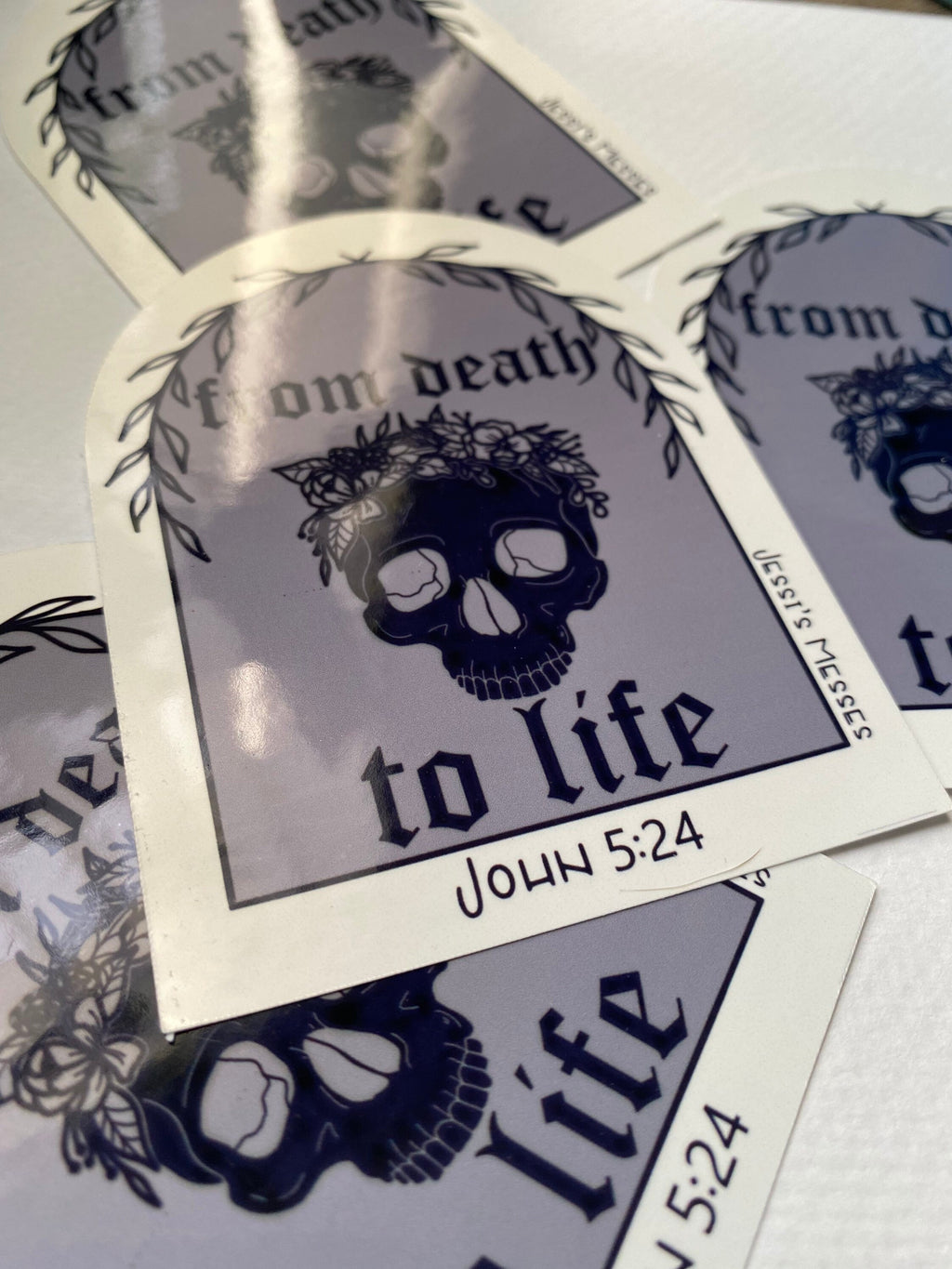 From death to life glossy sticker, John 5 24