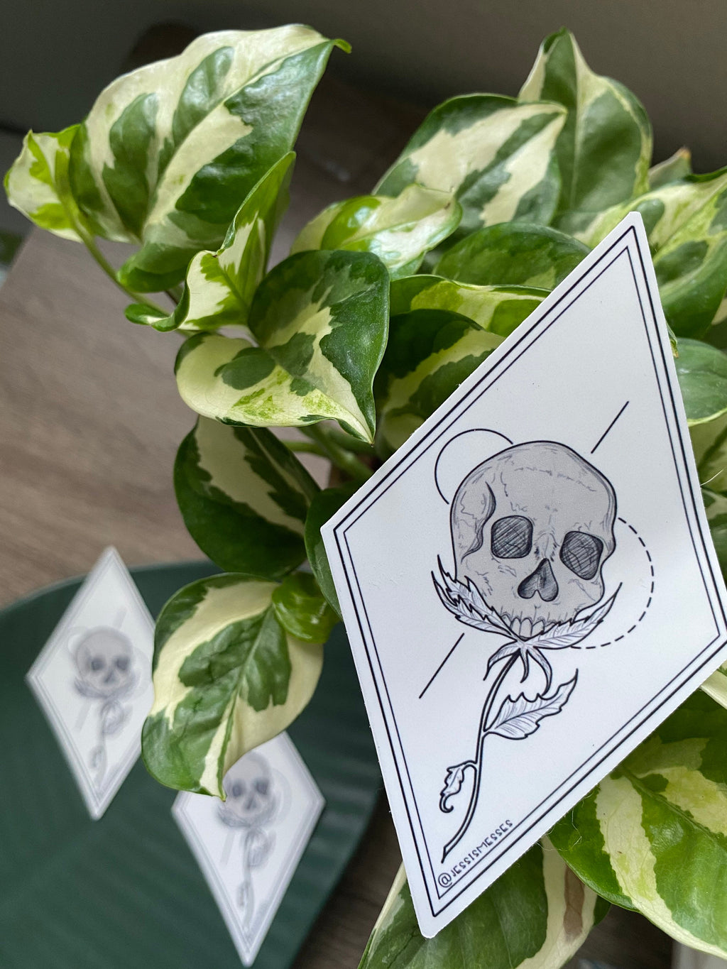 skull flower vinyl sticker