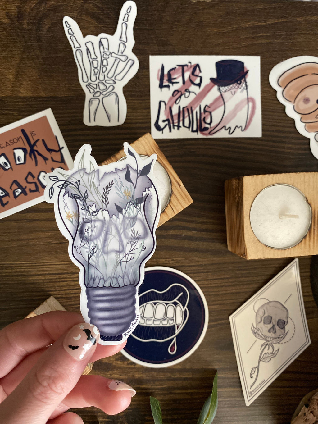 botanical lightbulb terrarium sticker