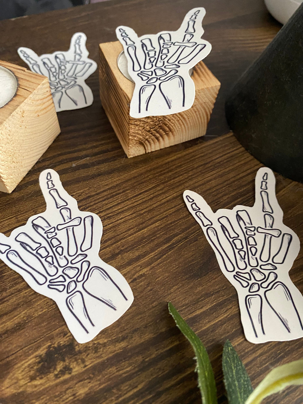 skeleton rock on hand vinyl sticker