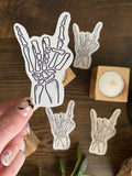 skeleton rock on hand vinyl sticker