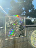 Skeleton Suncatcher: Leafy Hair Holographic Window Cling