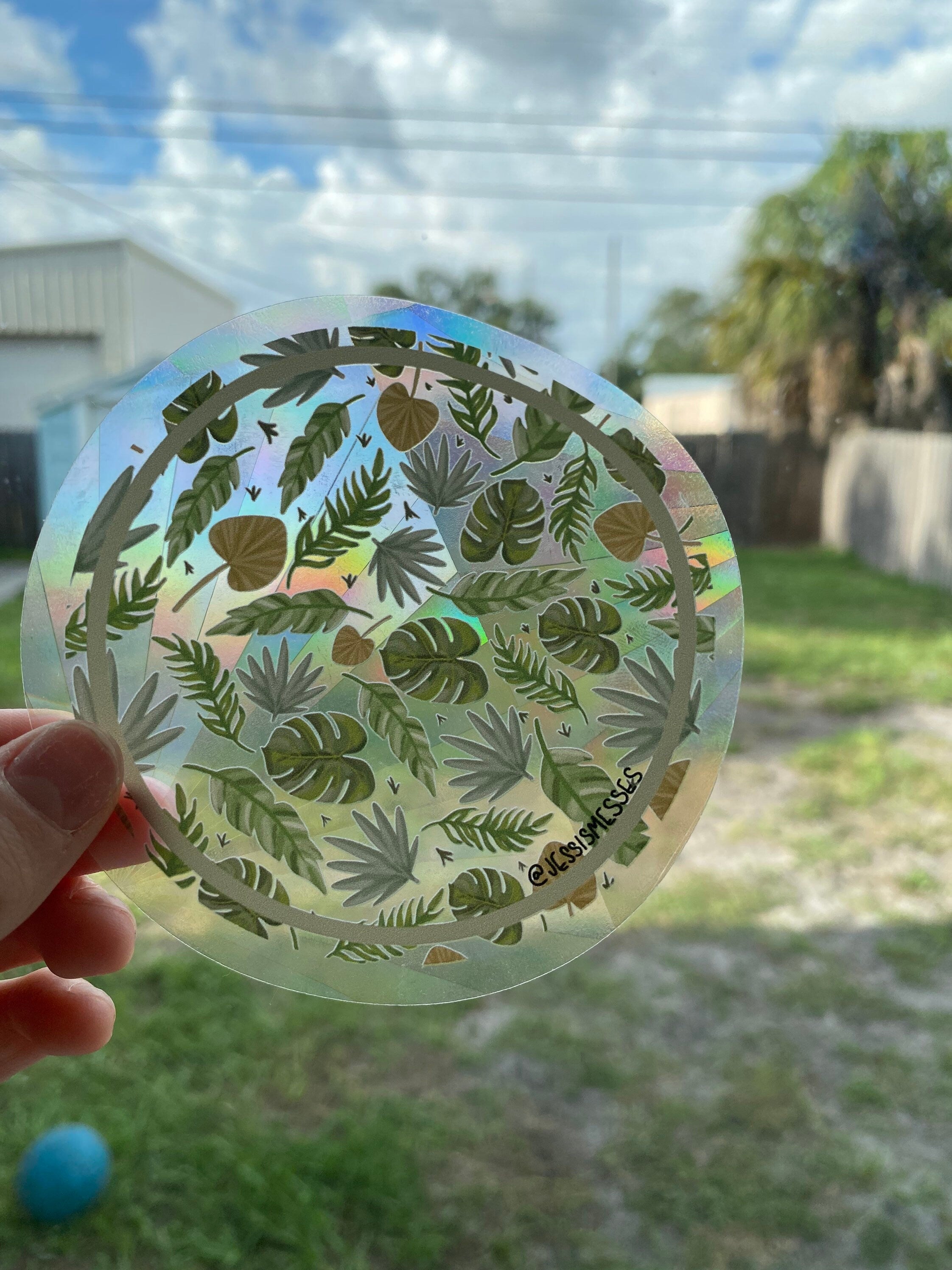 Tropical Leaf rainbow making suncatcher