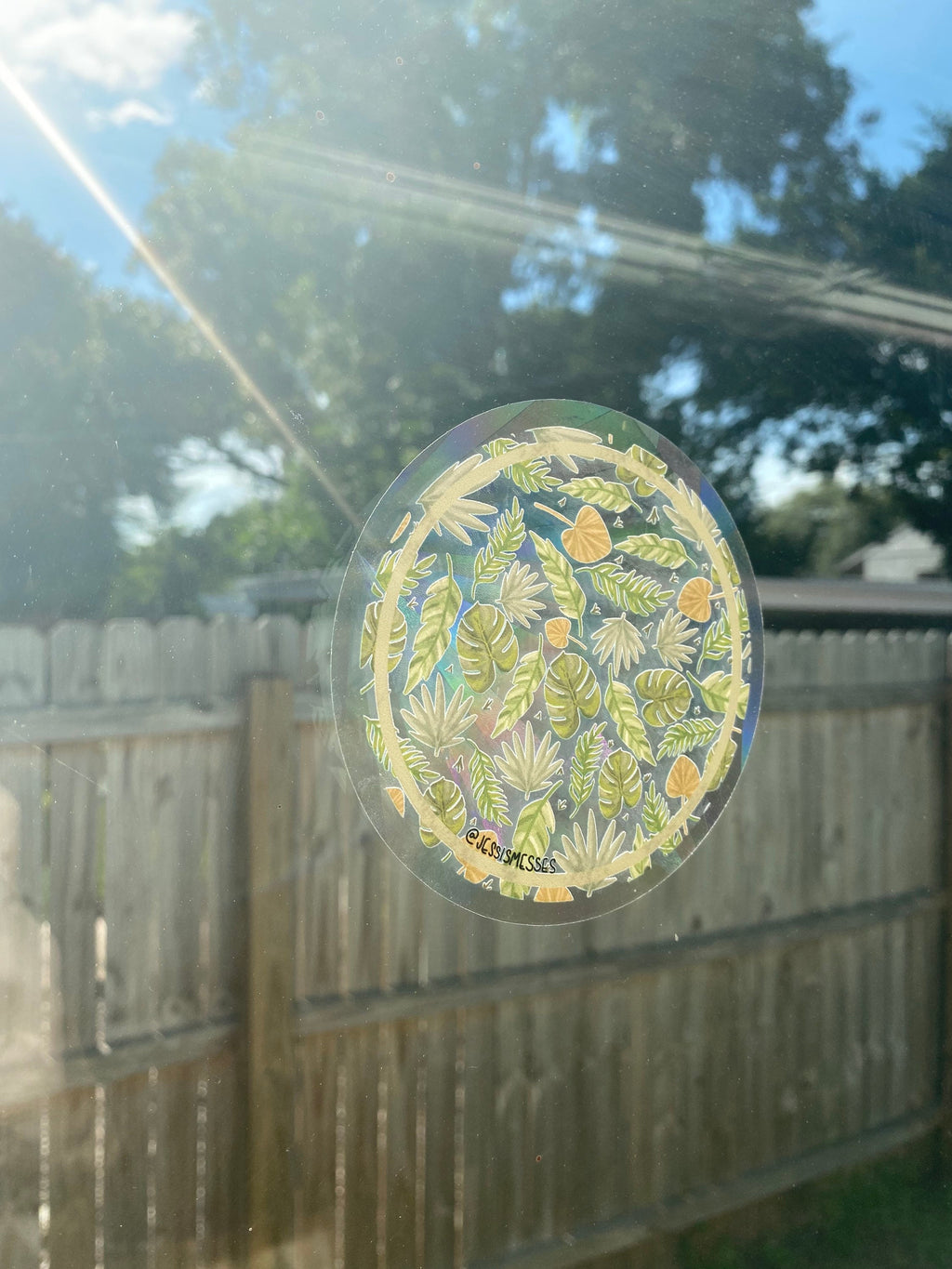 Tropical Leaf rainbow making suncatcher