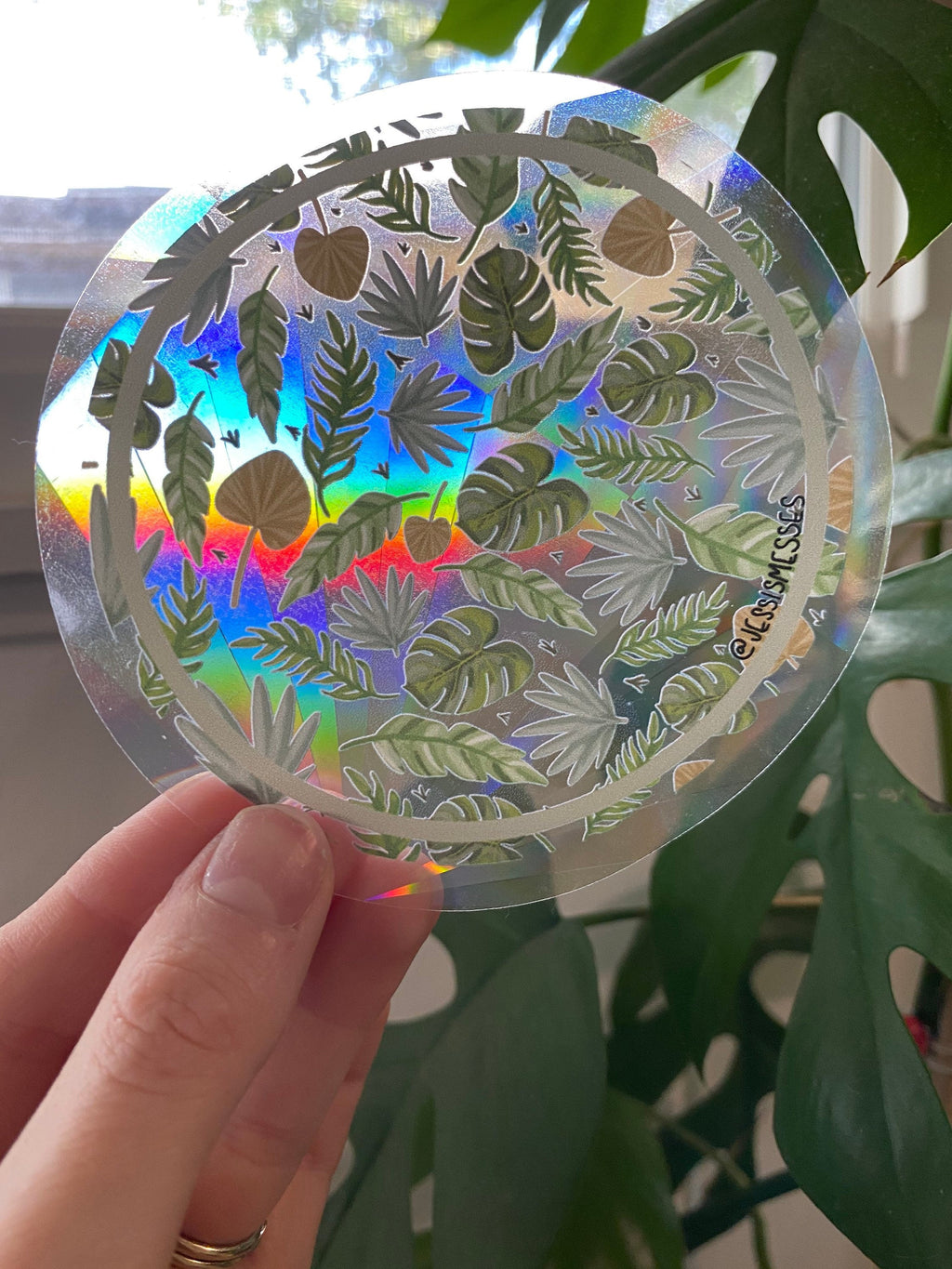 Tropical Leaf rainbow making suncatcher