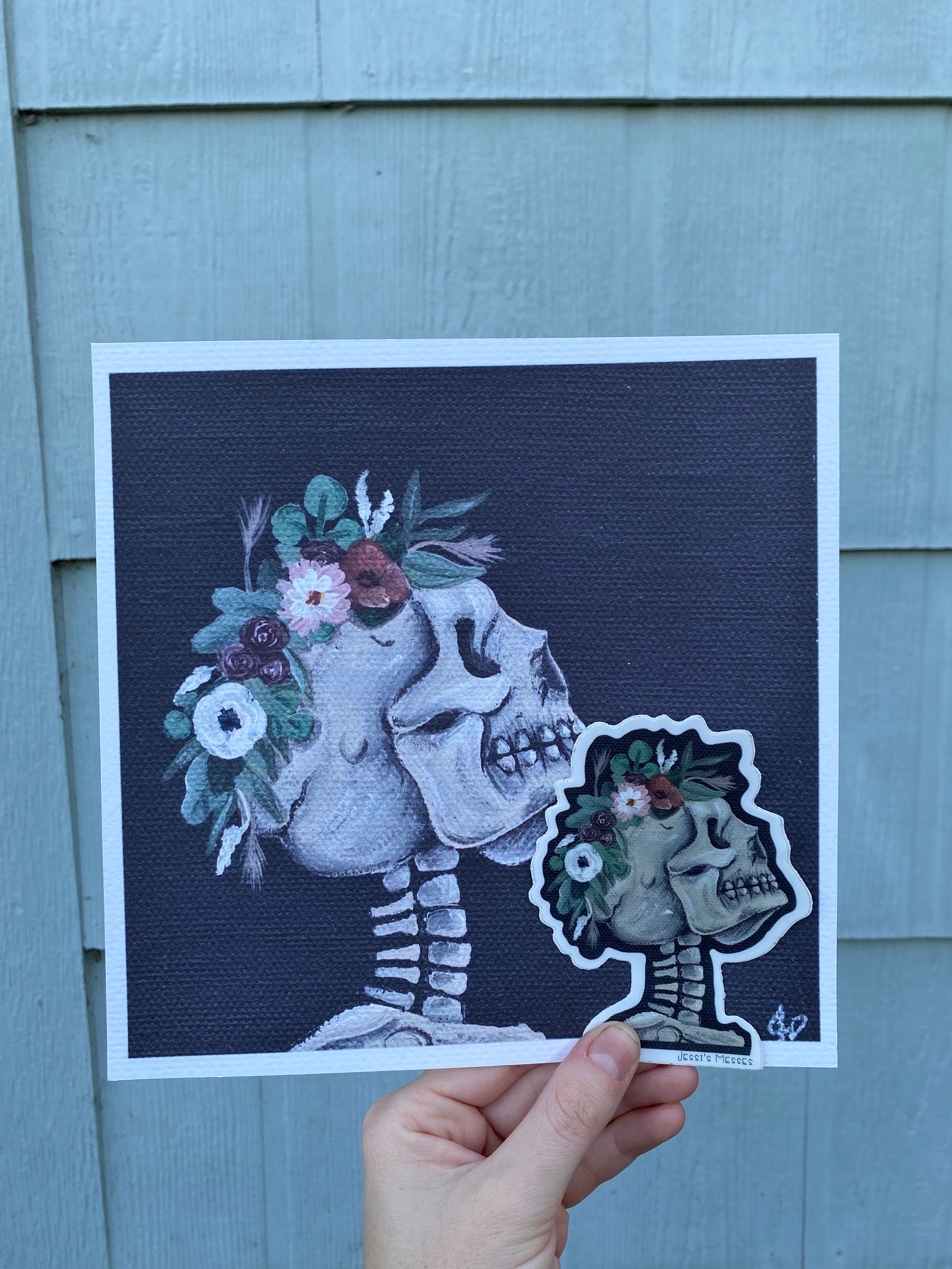 flower crown skull print