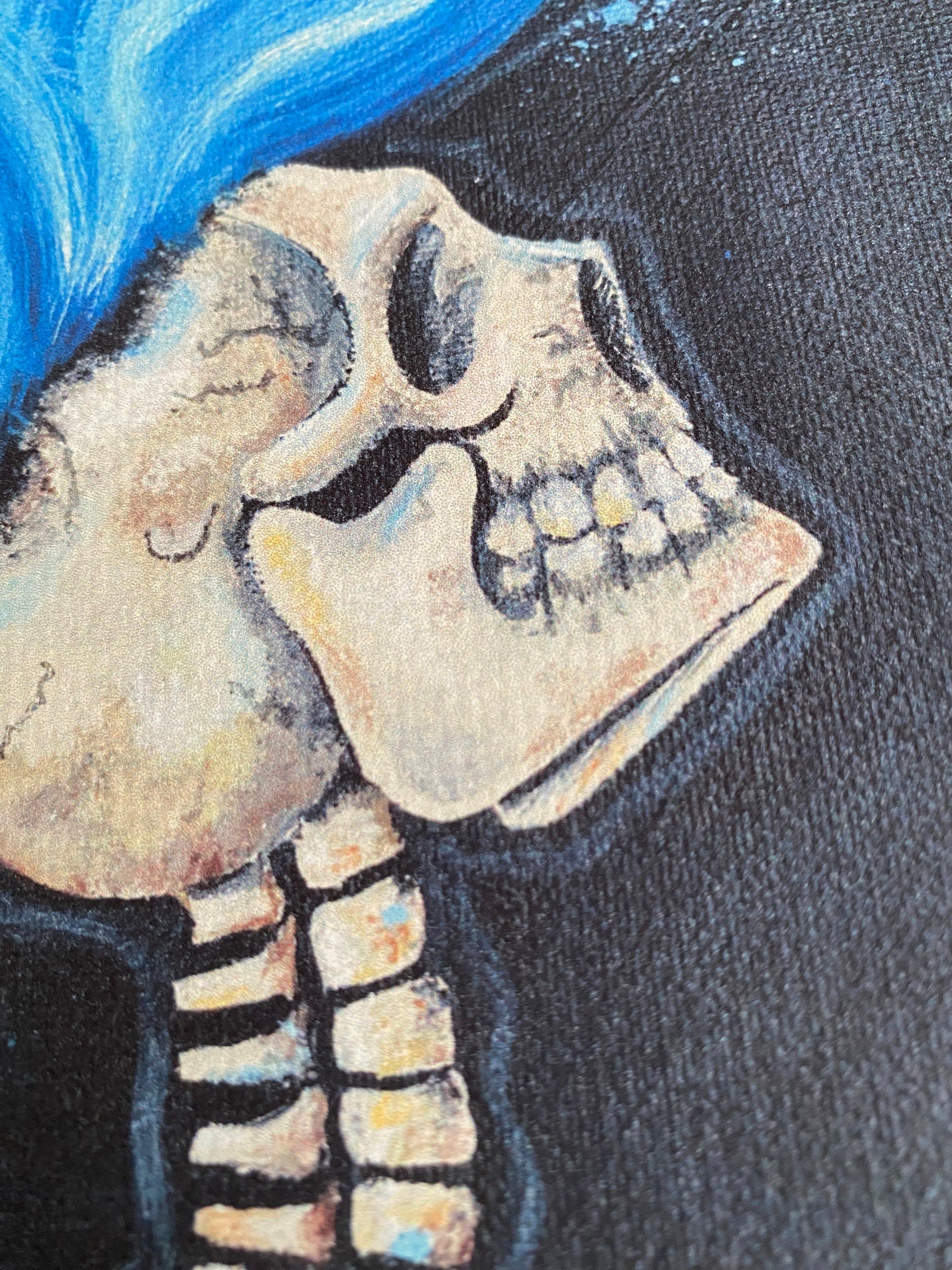 Blue Flame Skeleton painting print