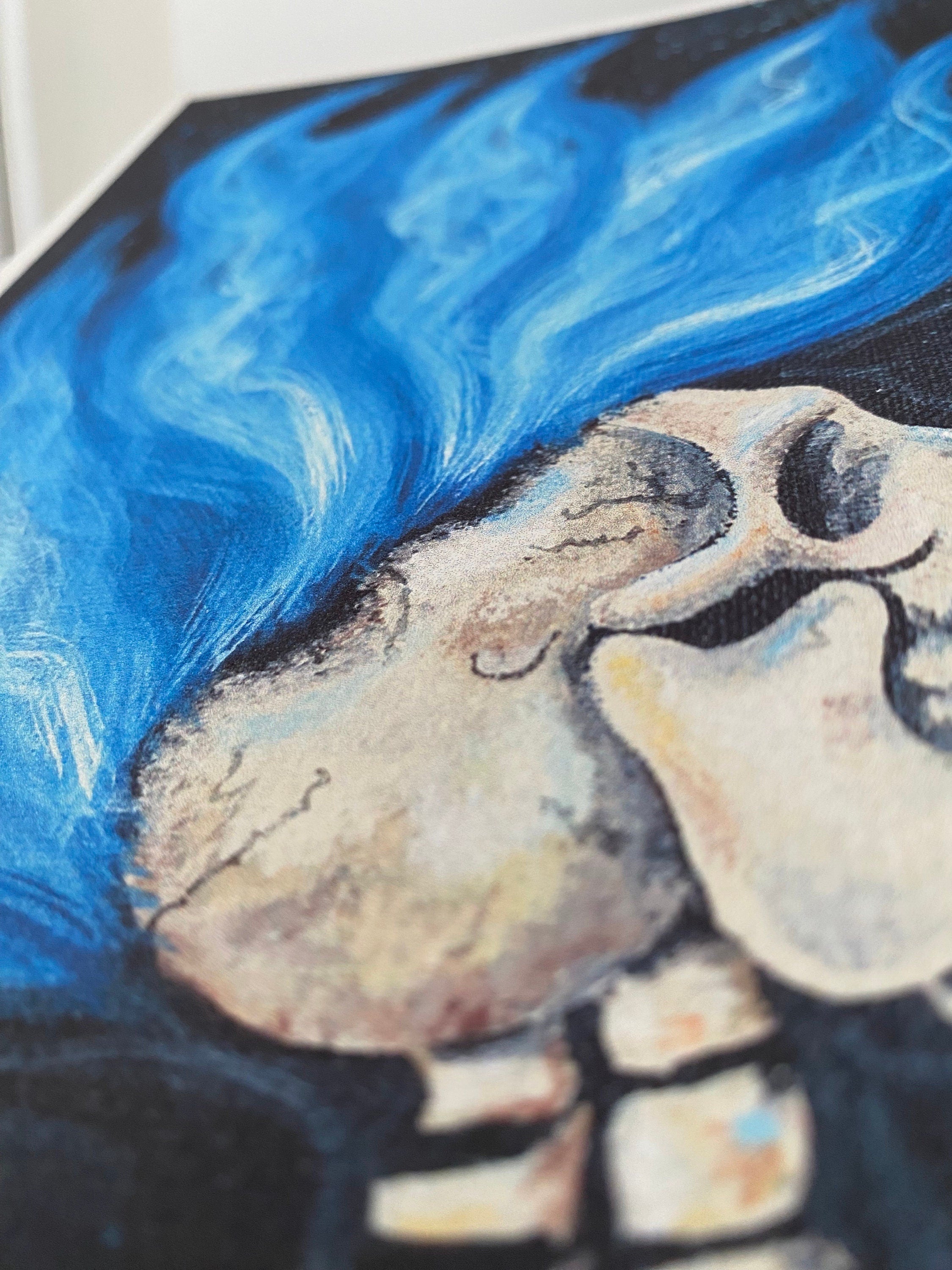 Blue Flame Skeleton painting print