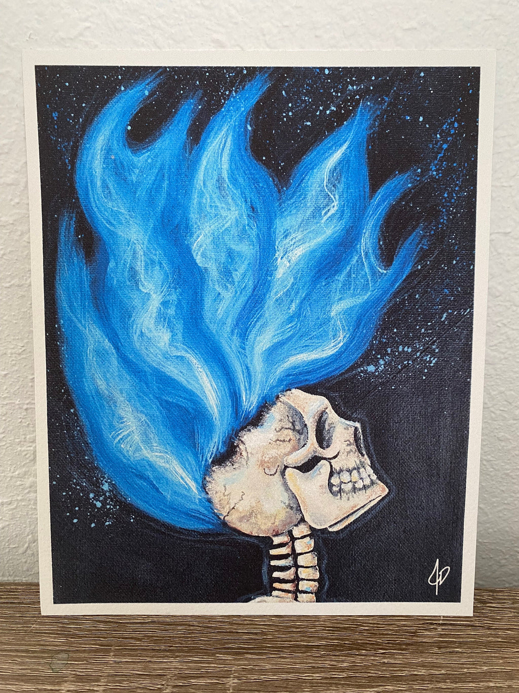 Blue Flame Skeleton painting print