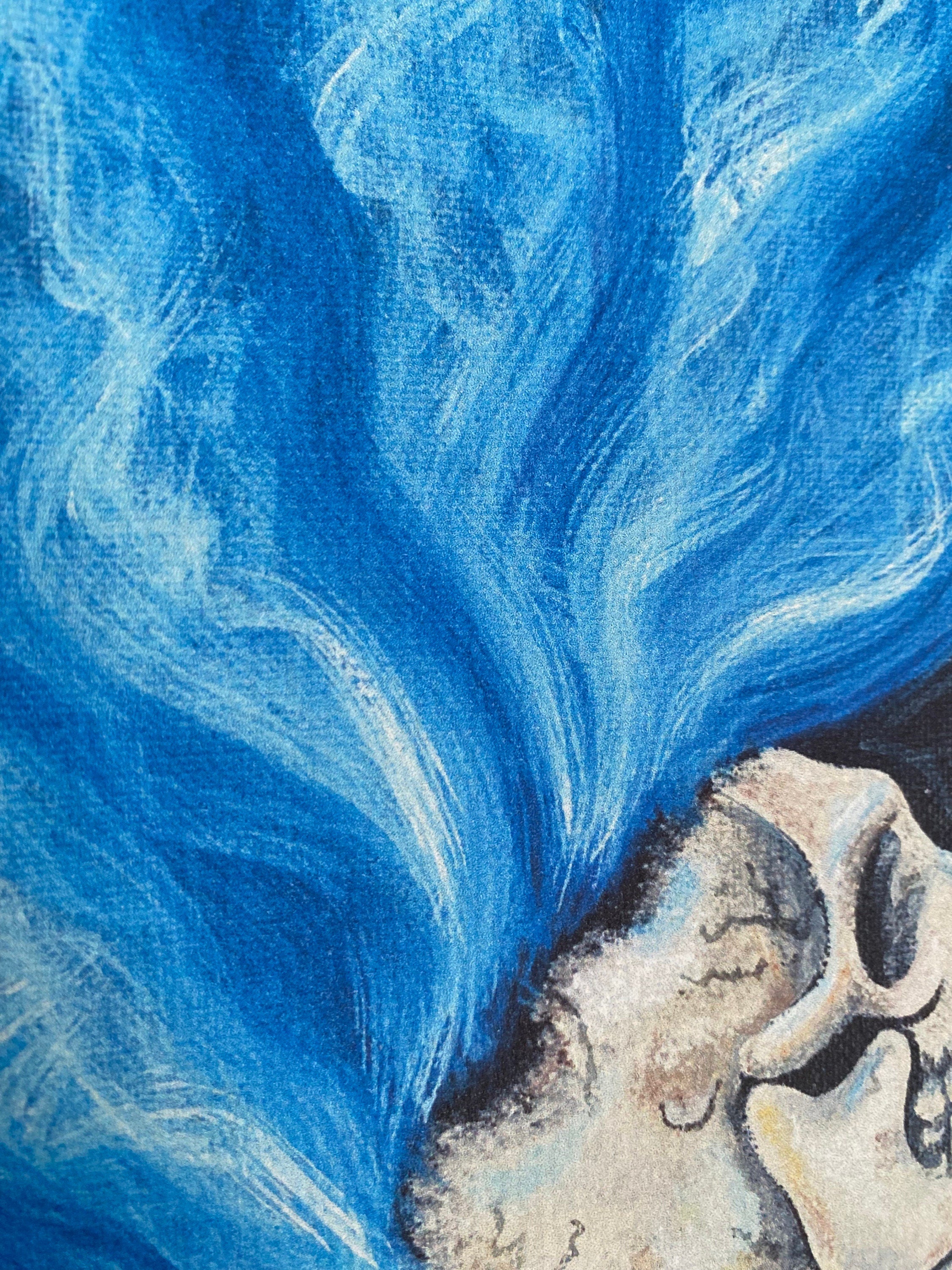 Blue Flame Skeleton painting print