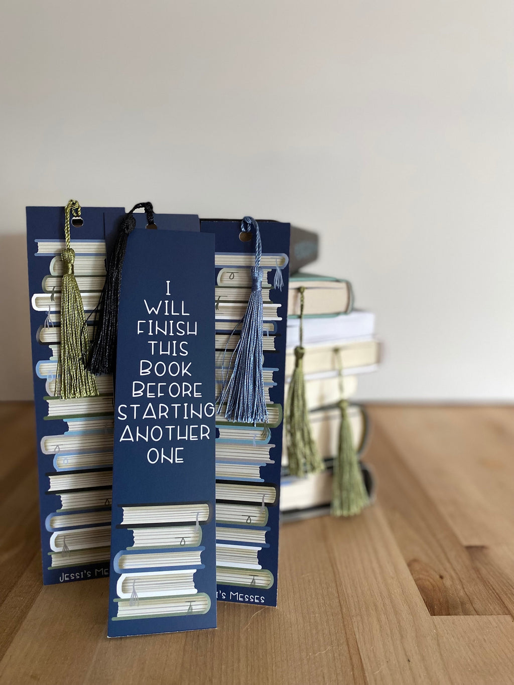 Book Stack Bookmark: "I Will Finish This Book" with Tassel