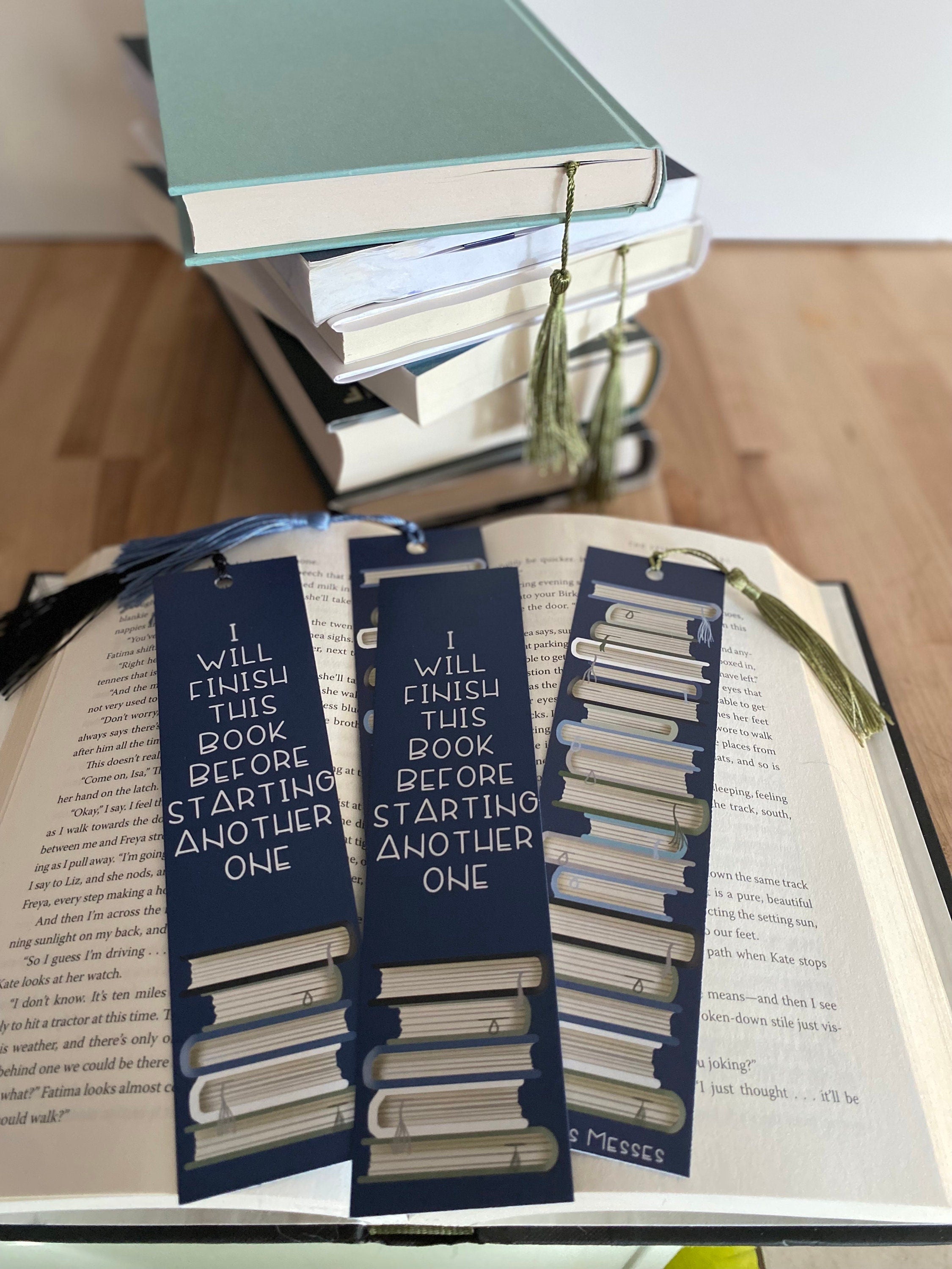 Book Stack Bookmark: "I Will Finish This Book" with Tassel