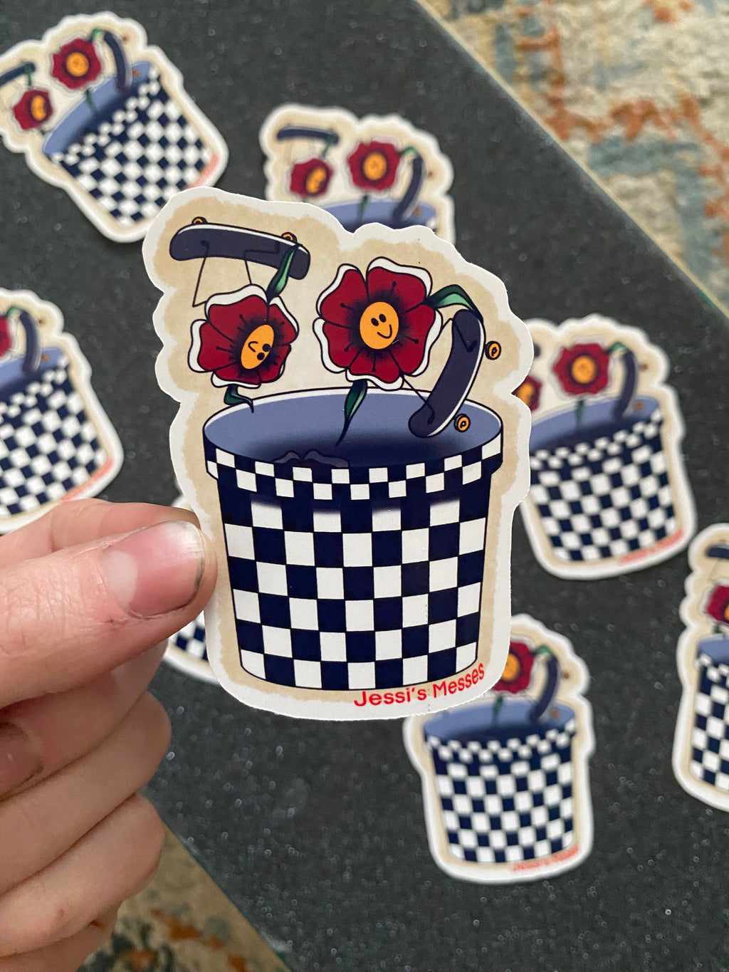 Skateboarding Flowers Sticker