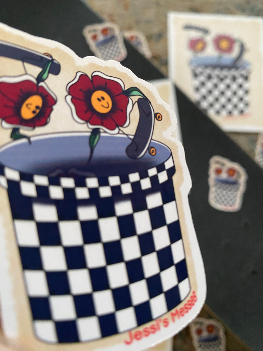 Skateboarding Flowers Sticker