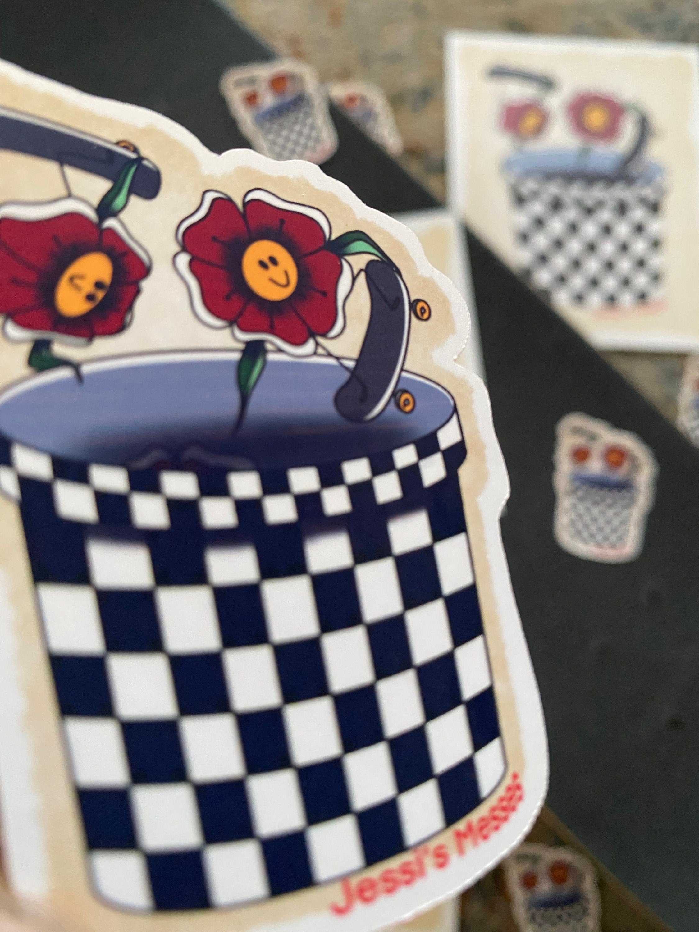 Skateboarding Flowers Sticker