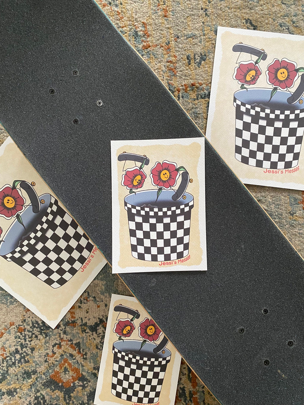 Skateboarding Flowers Art Print
