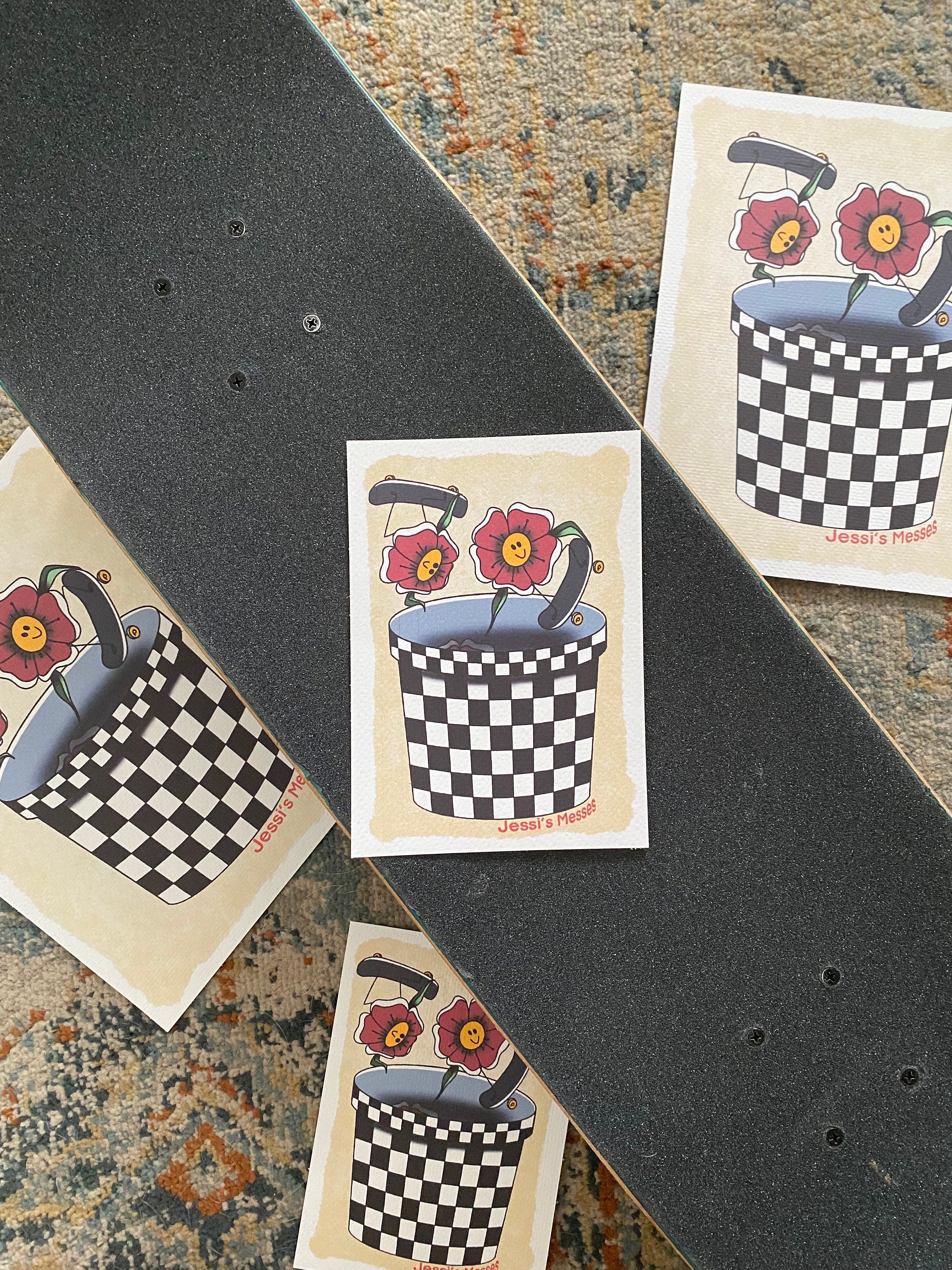 Skateboarding Flowers Art Print