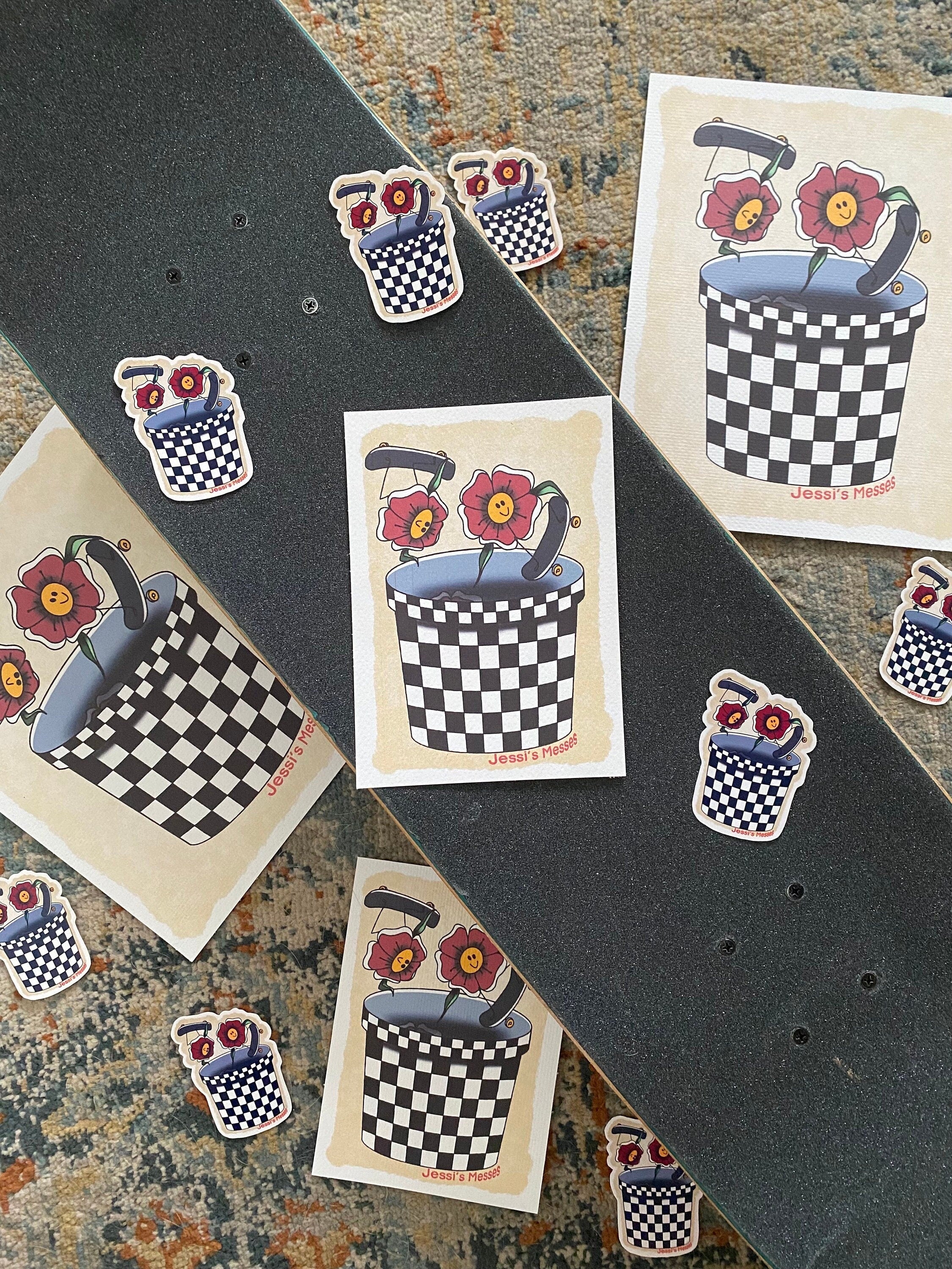 Skateboarding Flowers Art Print