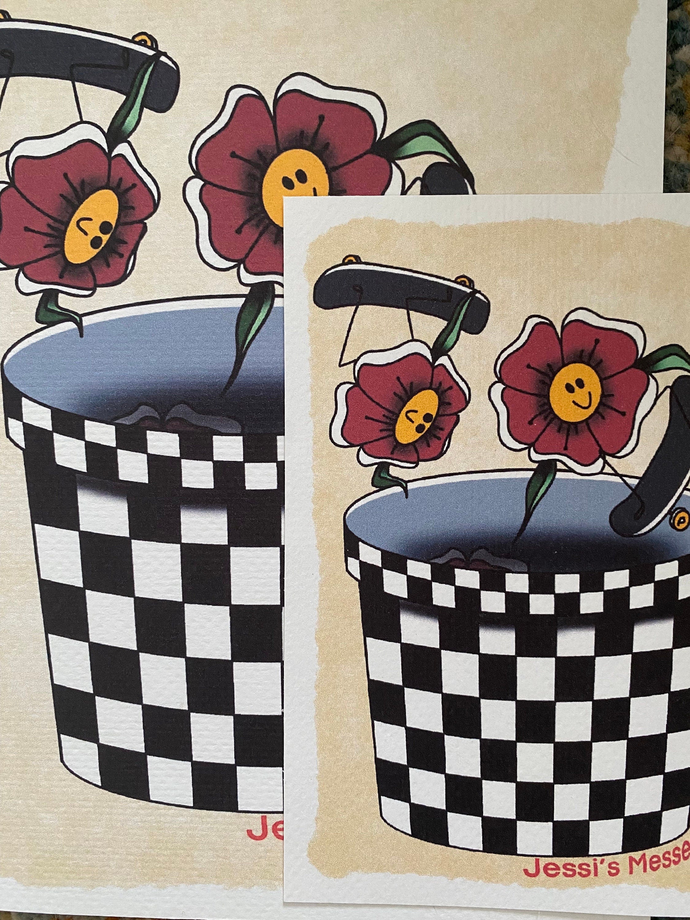 Skateboarding Flowers Art Print