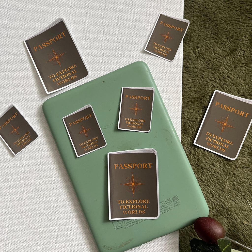 passport to explore fictional worlds sticker
